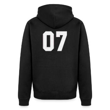 07 American football, baseball sports jersey number - Unisex Premium Organic Zip Hoodie - black - Back - Nico (187cm)