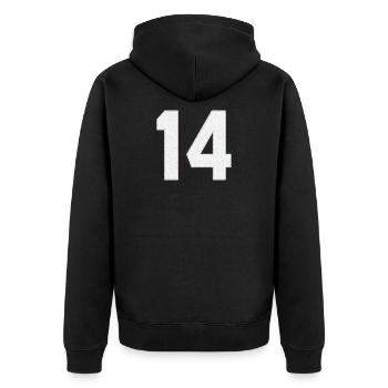 14 American football, Baseball Sport trikot nummer - Unisex Premium Bio Zip Hoodie - Schwarz - Hinten - Nico (187cm)