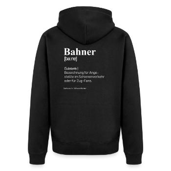 Definition Bahner - Unisex Premium Bio Zip Hoodie - Schwarz - Hinten - Nico (187cm)