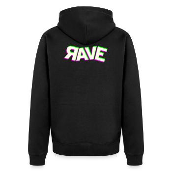 rave dj raver techno dubstep acid house party edm - Unisex Premium Organic Zip Hoodie - black - Back - Nico (187cm)
