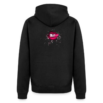 lips - Unisex Premium Organic Zip Hoodie - black - Back - Nico (187cm)