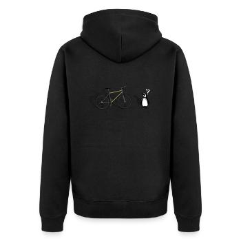 Pinguin Mountainbike fahrrad tierwelt - Unisex Premium Bio Zip Hoodie - Schwarz - Hinten - Nico (187cm)