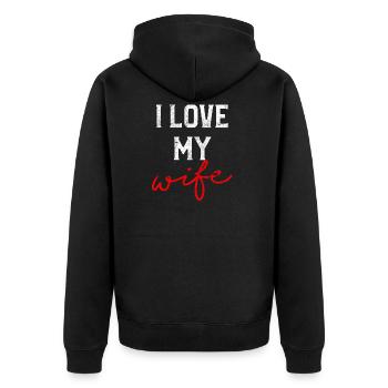 ich liebe meine frau - Unisex Premium Bio Zip Hoodie - Schwarz - Hinten - Nico (187cm)