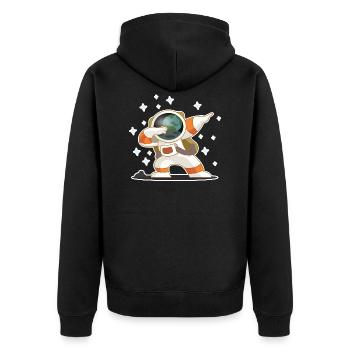 cute astronaut - Unisex Premium Organic Zip Hoodie - black - Back - Nico (187cm)