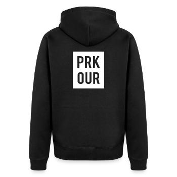 parkour freerunning - Unisex Premium Bio Zip Hoodie - Schwarz - Hinten - Nico (187cm)