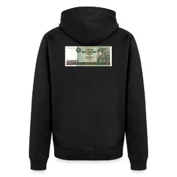 200 mark of the gdr - Unisex Premium Organic Zip Hoodie - black - Back - Nico (187cm)