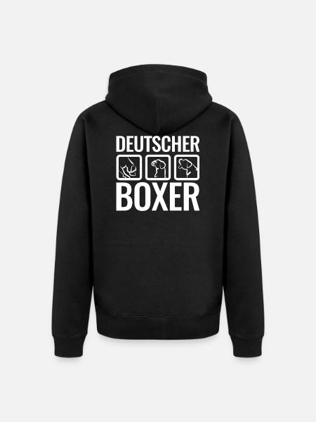 German boxer white - Unisex Premium Organic Zip Hoodie - black