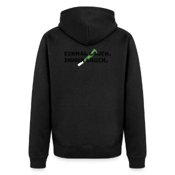 Lauch - Unisex Premium Bio Zip Hoodie - Schwarz - Hinten - Nico (187cm)