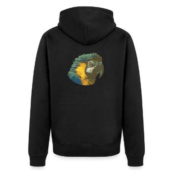 Bunter Papagei - Unisex Premium Bio Zip Hoodie - Schwarz - Hinten - Nico (187cm)