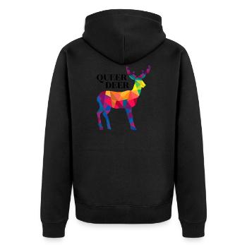 QUEER DERR - Unisex Premium Organic Zip Hoodie - black - Back - Nico (187cm)