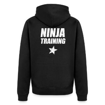 Ninja Warrior - Ninja Training - Unisex Premium Organic Zip Hoodie - black - Back - Nico (187cm)