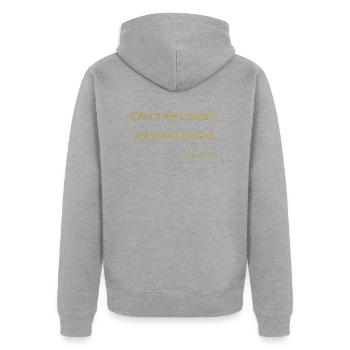 Silence and Creativity - Unisex Premium Organic Zip Hoodie - heather grey - Back - Nico (187cm)