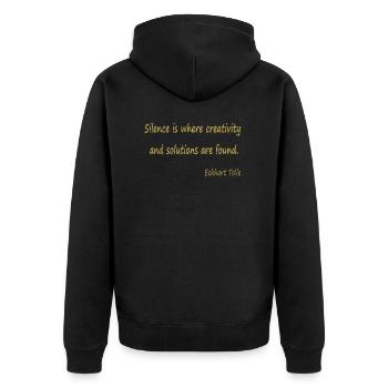 Silence and Creativity - Unisex Premium Organic Zip Hoodie - black - Back - Nico (187cm)