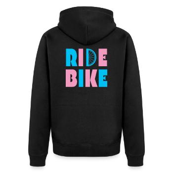 Ride Bike Felge Fahrrad Mountainbike Geschenk Idee - Unisex Premium Bio Zip Hoodie - Schwarz - Hinten - Nico (187cm)