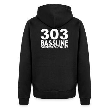 303 BASSLINE COMPUTER CONTROLLED - Unisex Premium Bio Zip Hoodie - Schwarz - Hinten - Nico (187cm)