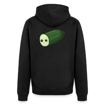 Süsse Gurke - Unisex Premium Bio Zip Hoodie - Schwarz - Hinten - Nico (187cm)