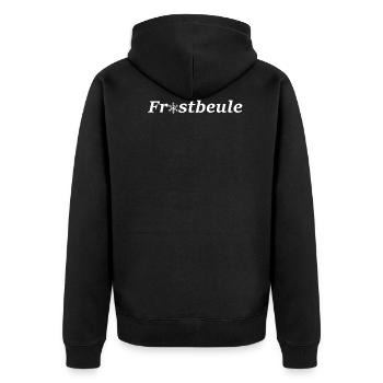 Frostbeule - Fr*stbeuel - Unisex Premium Bio Zip Hoodie - Schwarz - Hinten - Nico (187cm)