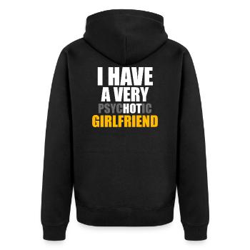girlfriend - Unisex Premium Organic Zip Hoodie - black - Back - Nico (187cm)