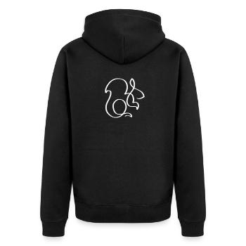 One Line Eichhörnchen weiß - Unisex Premium Bio Zip Hoodie - Schwarz - Hinten - Nico (187cm)
