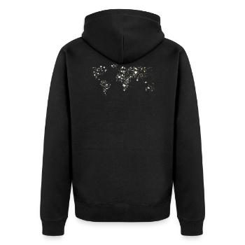 World map - Unisex Premium Organic Zip Hoodie - black - Back - Nico (187cm)