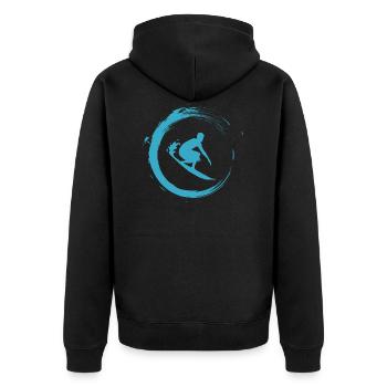 Surfer - Unisex Premium Bio Zip Hoodie - Schwarz - Hinten - Nico (187cm)