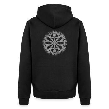Dartboard symbol - Unisex Premium Organic Zip Hoodie - black - Back - Nico (187cm)