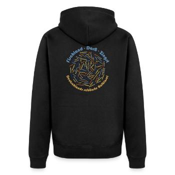 WordCloud (Fischland-Darß-Zingst-Edition) - Unisex Premium Organic Zip Hoodie - black - Back - Nico (187cm)