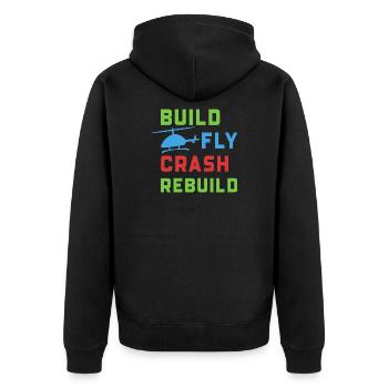 Helicopter, helicopter, helicopter, model making - Unisex Premium Organic Zip Hoodie - black - Back - Nico (187cm)