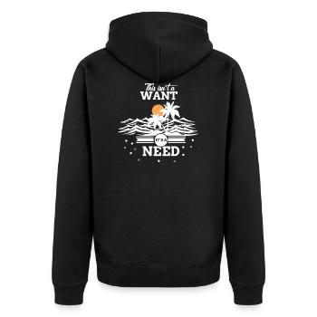 Urlaub - Unisex Premium Bio Zip Hoodie - Schwarz - Hinten - Nico (187cm)