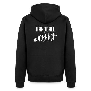 Handball Evolution - Unisex Premium Bio Zip Hoodie - Schwarz - Hinten - Nico (187cm)