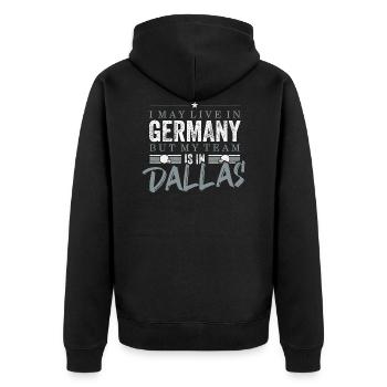 Dallas Football Fans Germany - Unisex Premium Bio Zip Hoodie - Schwarz - Hinten - Nico (187cm)