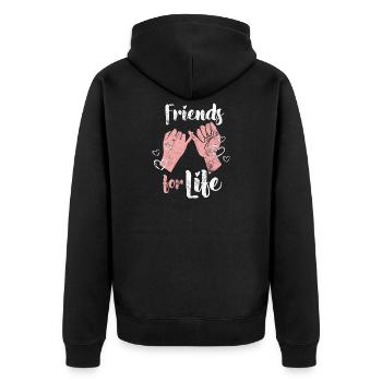 Friendship forever friends - Unisex Premium Organic Zip Hoodie - black - Back - Nico (187cm)