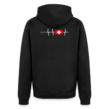 Heart Beat Swiss - Veste à capuche bio Premium Unisexe - noir - Dos - Nico (187cm)