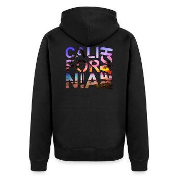 california beach - Unisex Premium Bio Zip Hoodie - Schwarz - Hinten - Nico (187cm)