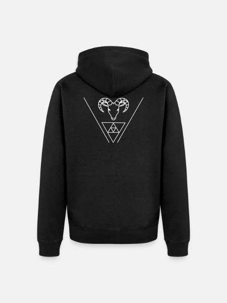 Steinbock / Ziegenbock weiß - Unisex Premium Bio Zip Hoodie - Schwarz