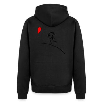 Frau Paarhirt Herz Love - Better half - Unisex Premium Organic Zip Hoodie - black - Back - Nico (187cm)