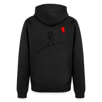 Man Couples Heart Love - Better Half - Unisex Premium Organic Zip Hoodie - black - Back - Nico (187cm)
