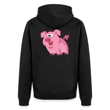 Cadeau de cochon avec un animal porcin · Porcinet - Veste à capuche bio Premium Unisexe - noir - Dos - Nico (187cm)