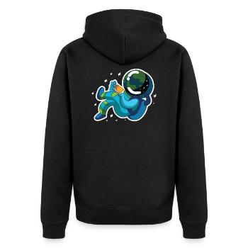 Astronaut kaffee - Unisex Premium Bio Zip Hoodie - Schwarz - Hinten - Nico (187cm)