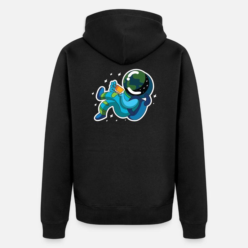 Astronaut kaffee - Unisex Premium Bio Zip Hoodie - Schwarz