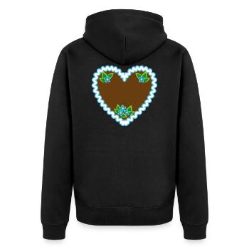 72 Lebkuchenherz Dein Text Blumen - Unisex Premium Bio Zip Hoodie - Schwarz - Hinten - Nico (187cm)