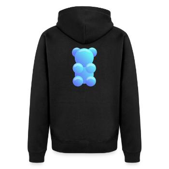 Gummibärchen blau - Unisex Premium Bio Zip Hoodie - Schwarz - Hinten - Nico (187cm)