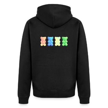 Gummibärchen - Unisex Premium Bio Zip Hoodie - Schwarz - Hinten - Nico (187cm)