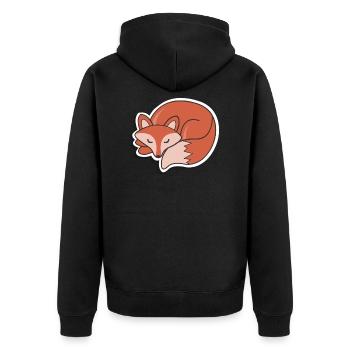 Schlafender Fuchs - Unisex Premium Bio Zip Hoodie - Schwarz - Hinten - Nico (187cm)