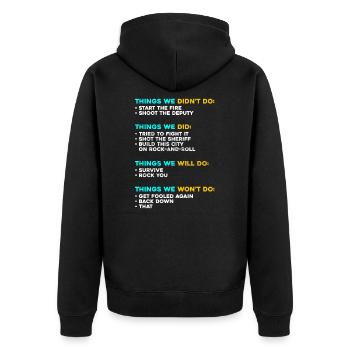 Des choses que nous n'avons pas aimées Musique Années 80 Années 70 - Veste à capuche bio Premium Unisexe - noir - Dos - Nico (187cm)