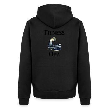 Fitness Opa - Unisex Premium Bio Zip Hoodie - Schwarz - Hinten - Nico (187cm)