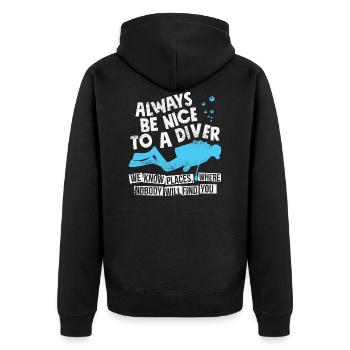 Funny Scuba Diving For Divers - Lustiges Tauchen - Unisex Premium Bio Zip Hoodie - Schwarz - Hinten - Nico (187cm)