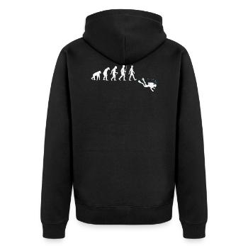 Evolution Of Tauchen - Funny Scuba Diving Gift - Unisex Premium Bio Zip Hoodie - Schwarz - Hinten - Nico (187cm)
