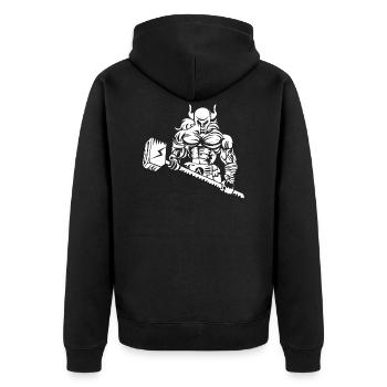 Wikinger muskeln beast - Unisex Premium Bio Zip Hoodie - Schwarz - Hinten - Nico (187cm)