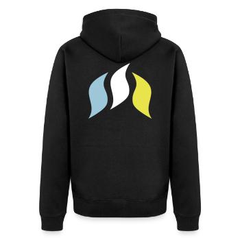 Country flames flag - Unisex Premium Bio Zip Hoodie - Schwarz - Hinten - Nico (187cm)